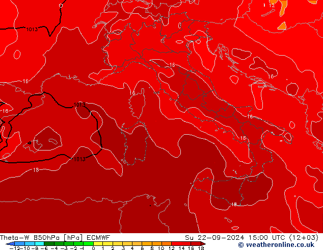 Theta-W 850hPa ECMWF Su 22.09.2024 15 UTC