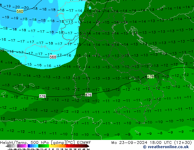 Z500/Rain (+SLP)/Z850 ECMWF lun 23.09.2024 18 UTC