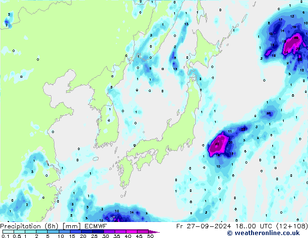 Z500/Rain (+SLP)/Z850 ECMWF Fr 27.09.2024 00 UTC