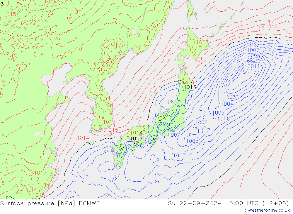 Atmosférický tlak ECMWF Ne 22.09.2024 18 UTC