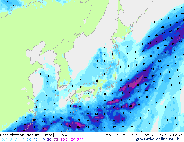 Nied. akkumuliert ECMWF Mo 23.09.2024 18 UTC