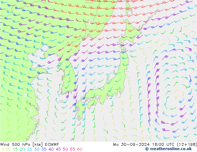 Wind 500 hPa ECMWF Mo 30.09.2024 18 UTC