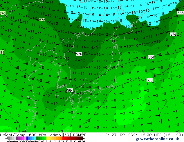 Z500/Regen(+SLP)/Z850 ECMWF vr 27.09.2024 12 UTC