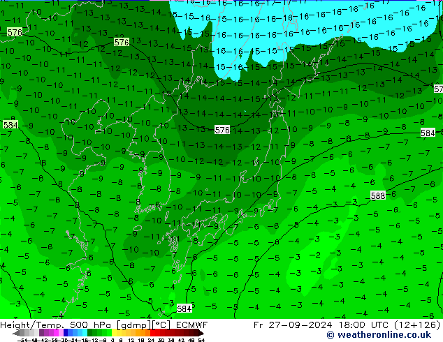 Z500/Rain (+SLP)/Z850 ECMWF ven 27.09.2024 18 UTC