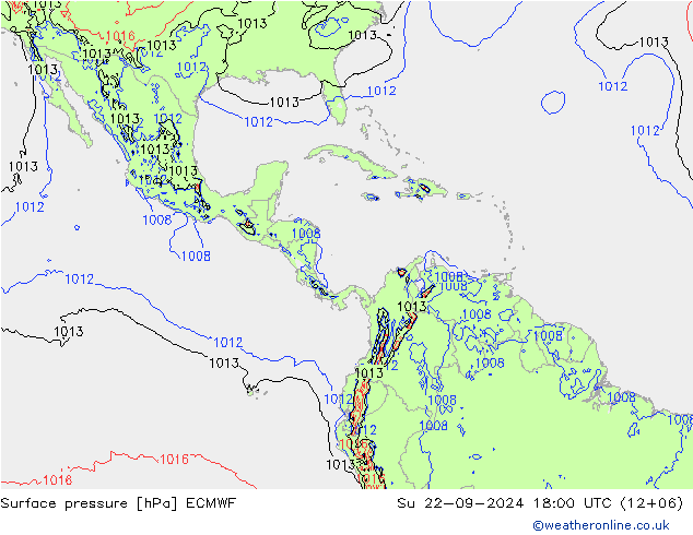 Surface pressure ECMWF Su 22.09.2024 18 UTC