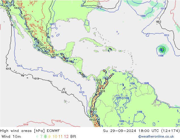 High wind areas ECMWF dom 29.09.2024 18 UTC