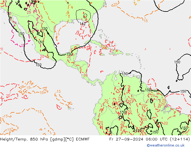 Height/Temp. 850 hPa ECMWF  27.09.2024 06 UTC