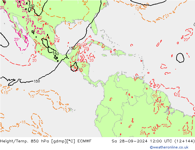 Z500/Yağmur (+YB)/Z850 ECMWF Cts 28.09.2024 12 UTC