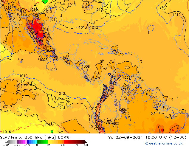 SLP/Temp. 850 hPa ECMWF Dom 22.09.2024 18 UTC