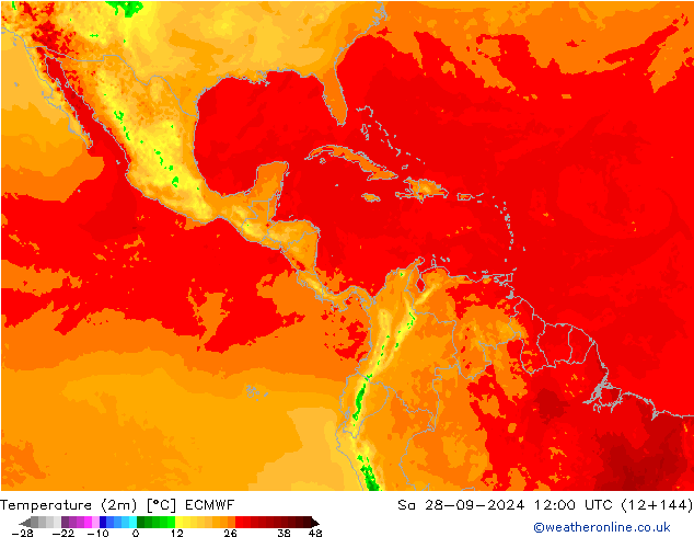 température (2m) ECMWF sam 28.09.2024 12 UTC