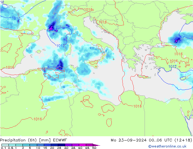 Z500/Rain (+SLP)/Z850 ECMWF lun 23.09.2024 06 UTC