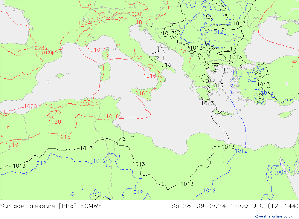 приземное давление ECMWF сб 28.09.2024 12 UTC