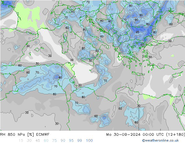 850 hPa Nispi Nem ECMWF Pzt 30.09.2024 00 UTC