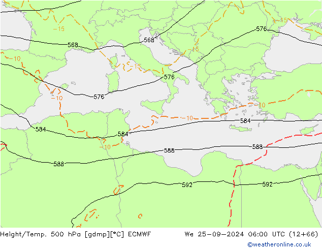 Z500/Yağmur (+YB)/Z850 ECMWF Çar 25.09.2024 06 UTC