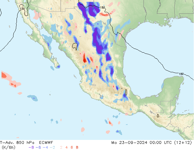 T-Adv. 850 hPa ECMWF Mo 23.09.2024 00 UTC