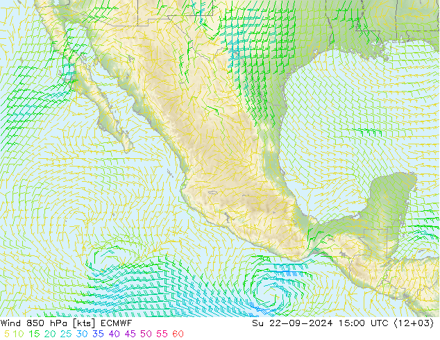 Wind 850 hPa ECMWF So 22.09.2024 15 UTC