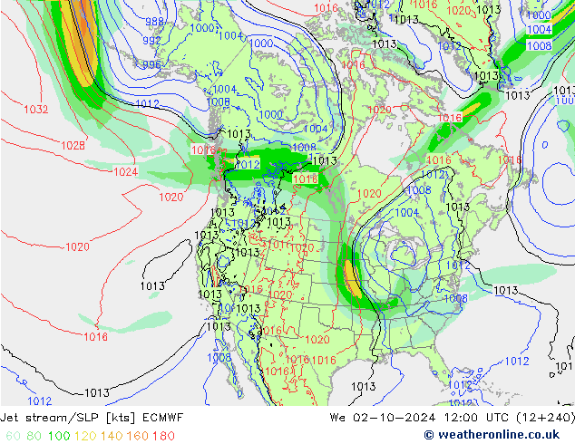 Polarjet/Bodendruck ECMWF Mi 02.10.2024 12 UTC