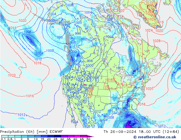 Z500/Rain (+SLP)/Z850 ECMWF czw. 26.09.2024 00 UTC