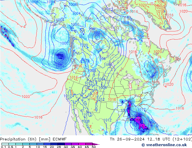 Z500/Rain (+SLP)/Z850 ECMWF Th 26.09.2024 18 UTC