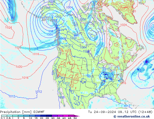 Niederschlag ECMWF Di 24.09.2024 12 UTC