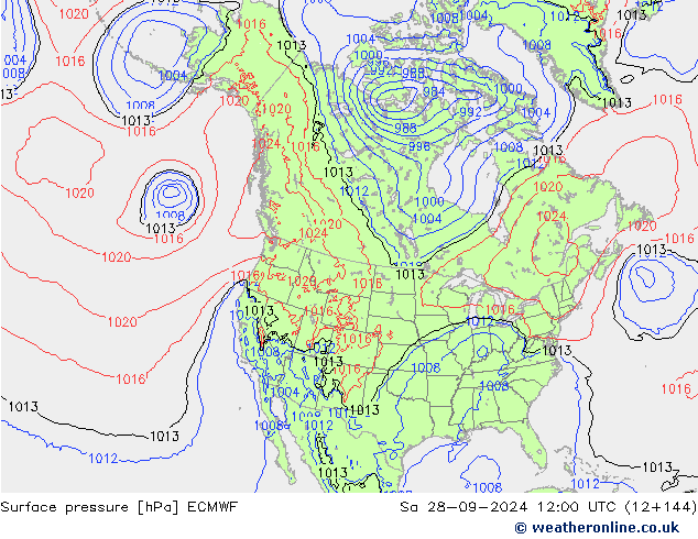 Surface pressure ECMWF Sa 28.09.2024 12 UTC