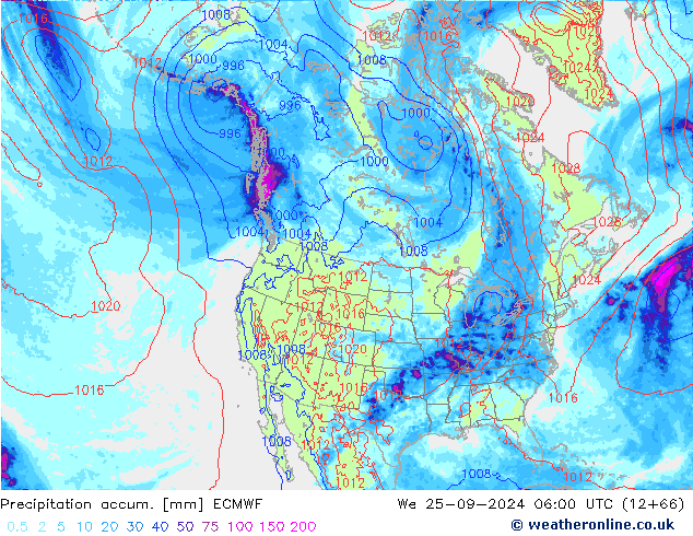 Precipitation accum. ECMWF We 25.09.2024 06 UTC