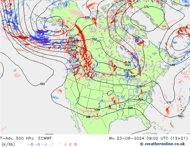 T-Adv. 500 hPa ECMWF Mo 23.09.2024 09 UTC