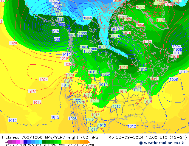 700-1000 hPa Kalınlığı ECMWF Pzt 23.09.2024 12 UTC