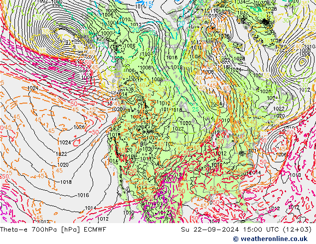 Theta-e 700hPa ECMWF nie. 22.09.2024 15 UTC