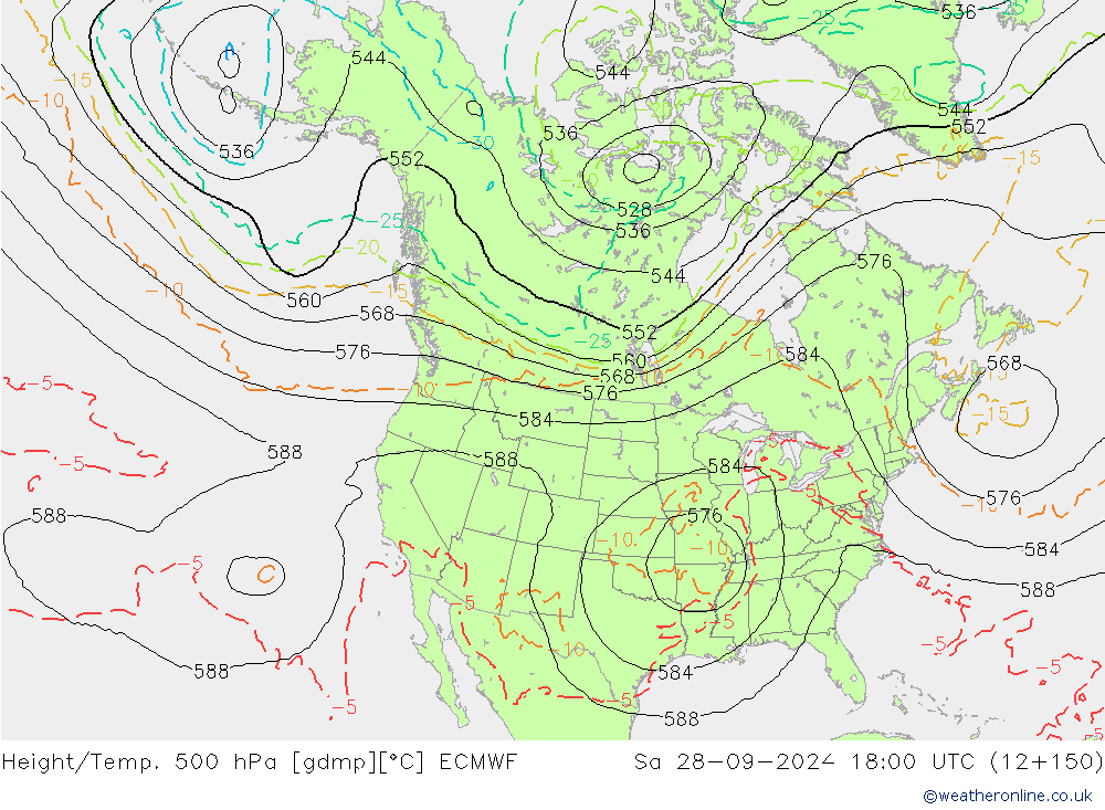 Z500/Rain (+SLP)/Z850 ECMWF Sa 28.09.2024 18 UTC