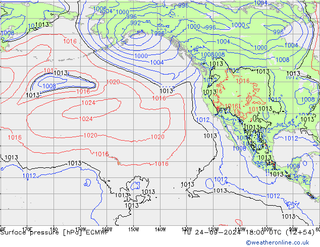 Atmosférický tlak ECMWF Út 24.09.2024 18 UTC