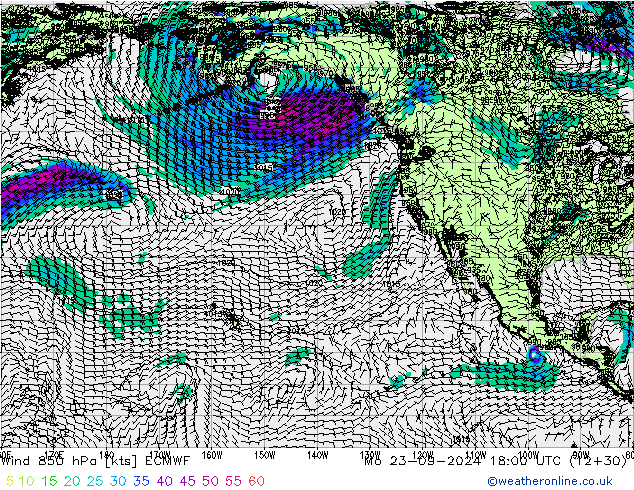 Wind 850 hPa ECMWF Mo 23.09.2024 18 UTC