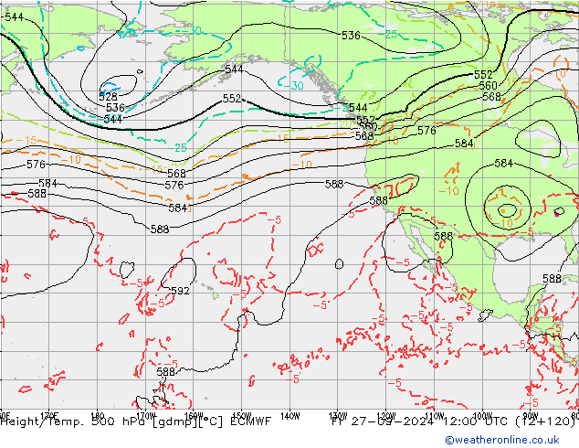 Z500/Rain (+SLP)/Z850 ECMWF ��� 27.09.2024 12 UTC