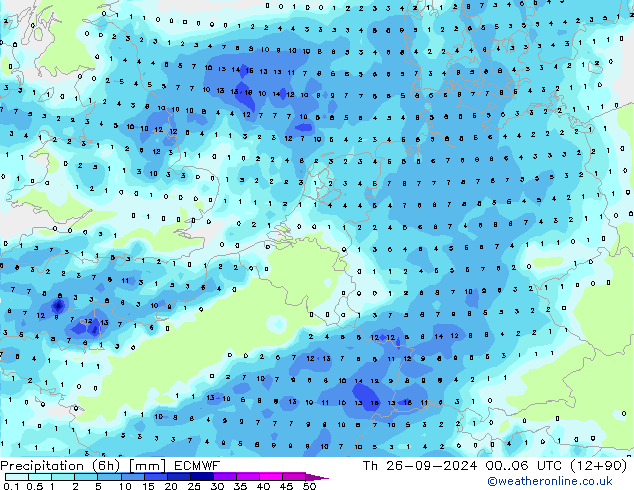 Z500/Rain (+SLP)/Z850 ECMWF Th 26.09.2024 06 UTC