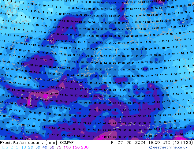 Toplam Yağış ECMWF Cu 27.09.2024 18 UTC