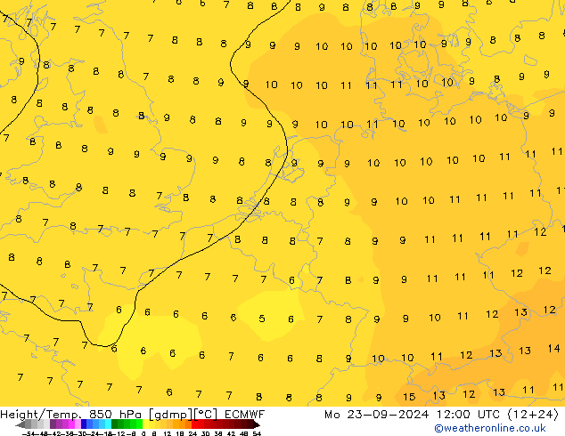 Z500/Yağmur (+YB)/Z850 ECMWF Pzt 23.09.2024 12 UTC