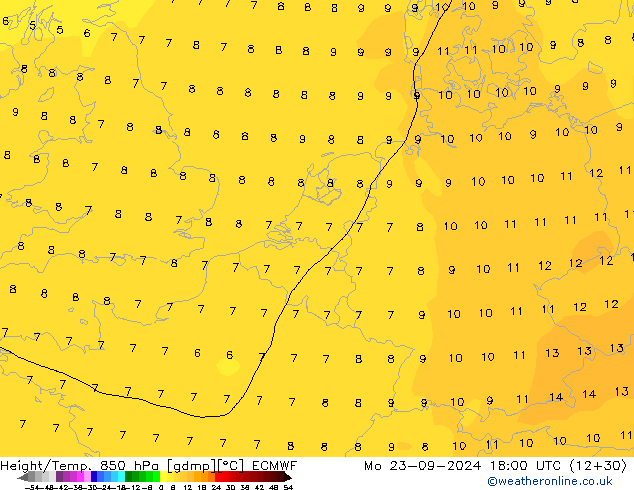 Z500/Rain (+SLP)/Z850 ECMWF Mo 23.09.2024 18 UTC