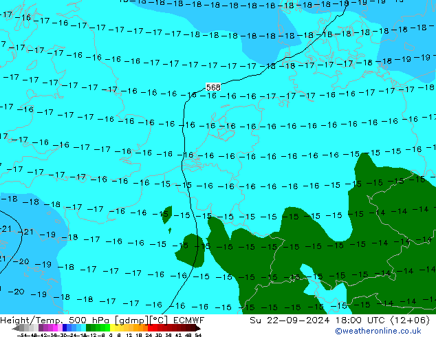 Z500/Rain (+SLP)/Z850 ECMWF Вс 22.09.2024 18 UTC