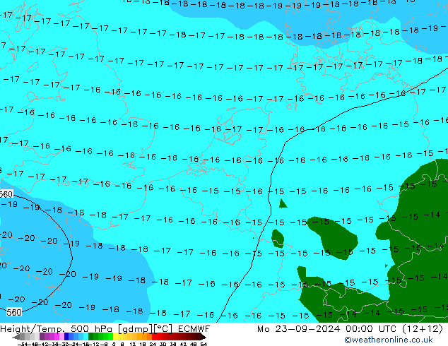 Z500/Yağmur (+YB)/Z850 ECMWF Pzt 23.09.2024 00 UTC