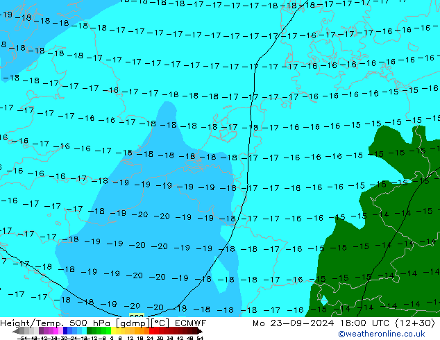 Z500/Rain (+SLP)/Z850 ECMWF Po 23.09.2024 18 UTC