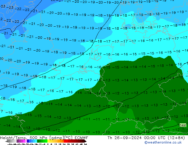 Height/Temp. 500 hPa ECMWF Čt 26.09.2024 00 UTC