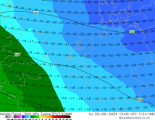 Z500/Rain (+SLP)/Z850 ECMWF Dom 29.09.2024 12 UTC