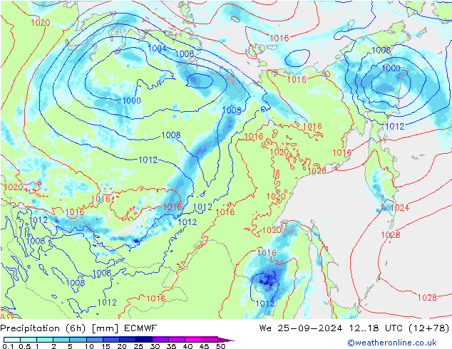 Precipitation (6h) ECMWF St 25.09.2024 18 UTC