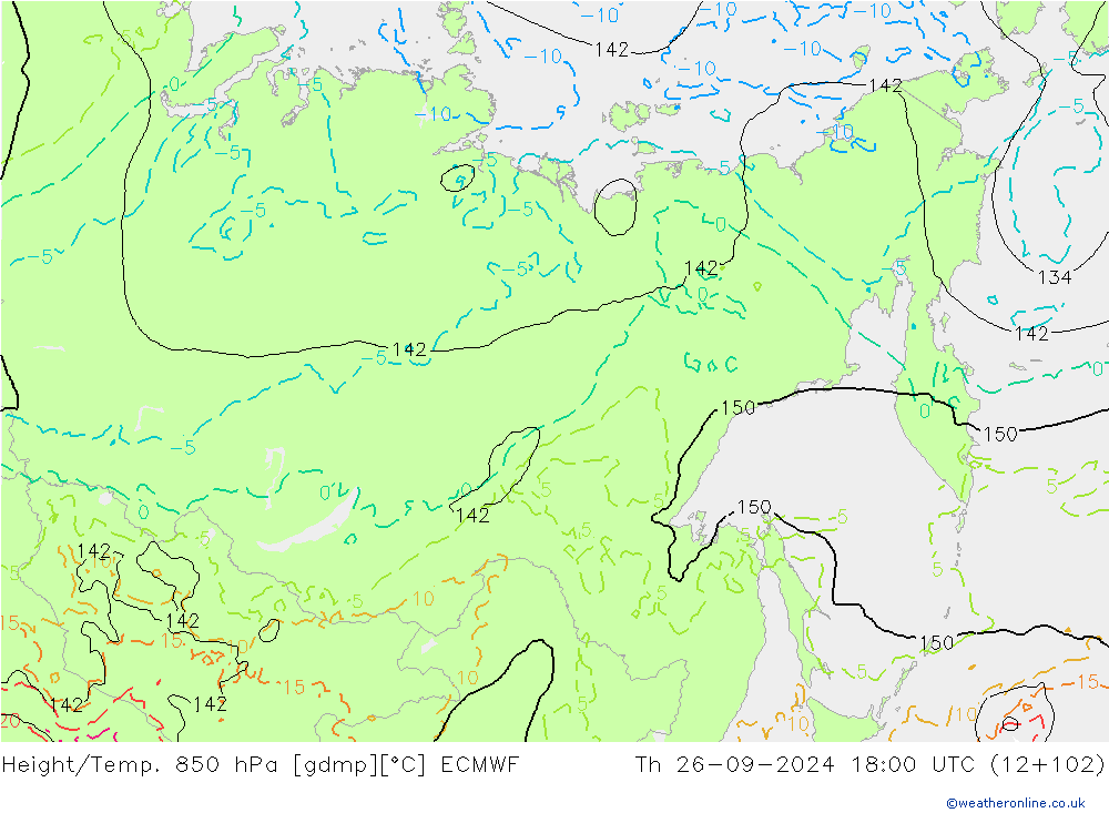 Z500/Rain (+SLP)/Z850 ECMWF Th 26.09.2024 18 UTC