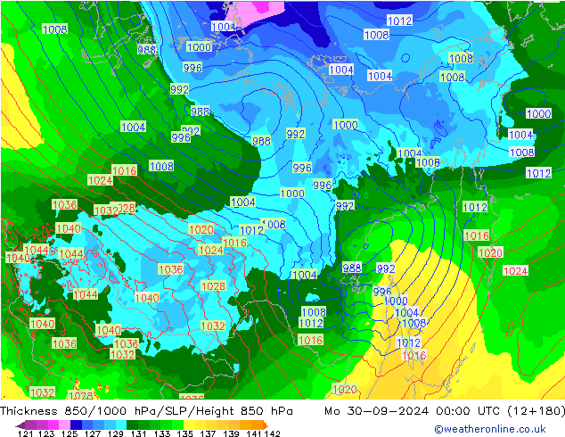 Thck 850-1000 hPa ECMWF  30.09.2024 00 UTC