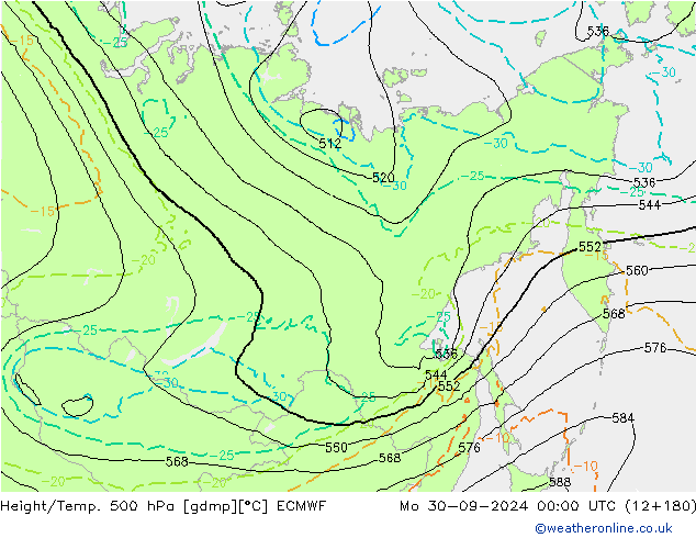 Z500/Rain (+SLP)/Z850 ECMWF lun 30.09.2024 00 UTC