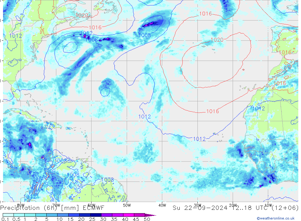 Z500/Rain (+SLP)/Z850 ECMWF nie. 22.09.2024 18 UTC