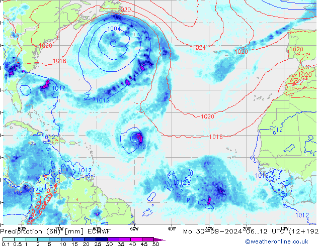 Z500/Rain (+SLP)/Z850 ECMWF lun 30.09.2024 12 UTC