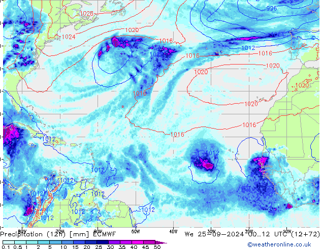 Precipitazione (12h) ECMWF mer 25.09.2024 12 UTC