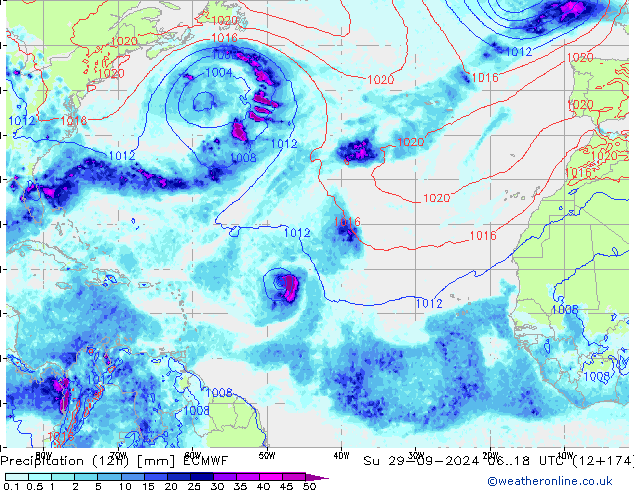 Precipitation (12h) ECMWF Su 29.09.2024 18 UTC